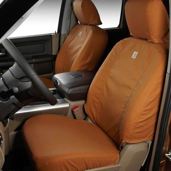 Covercraft SeatSaver Custom Front Seat Covers; Carhartt Brown (20-22 Silverado 3500 HD w/ Bucket Seats)