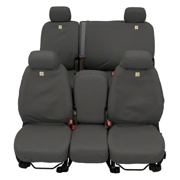 Covercraft SeatSaver Custom Second Row Seat Cover; Carhartt Gravel (20-26 Silverado 3500 HD Crew Cab w/ Fold-Down Armrest)