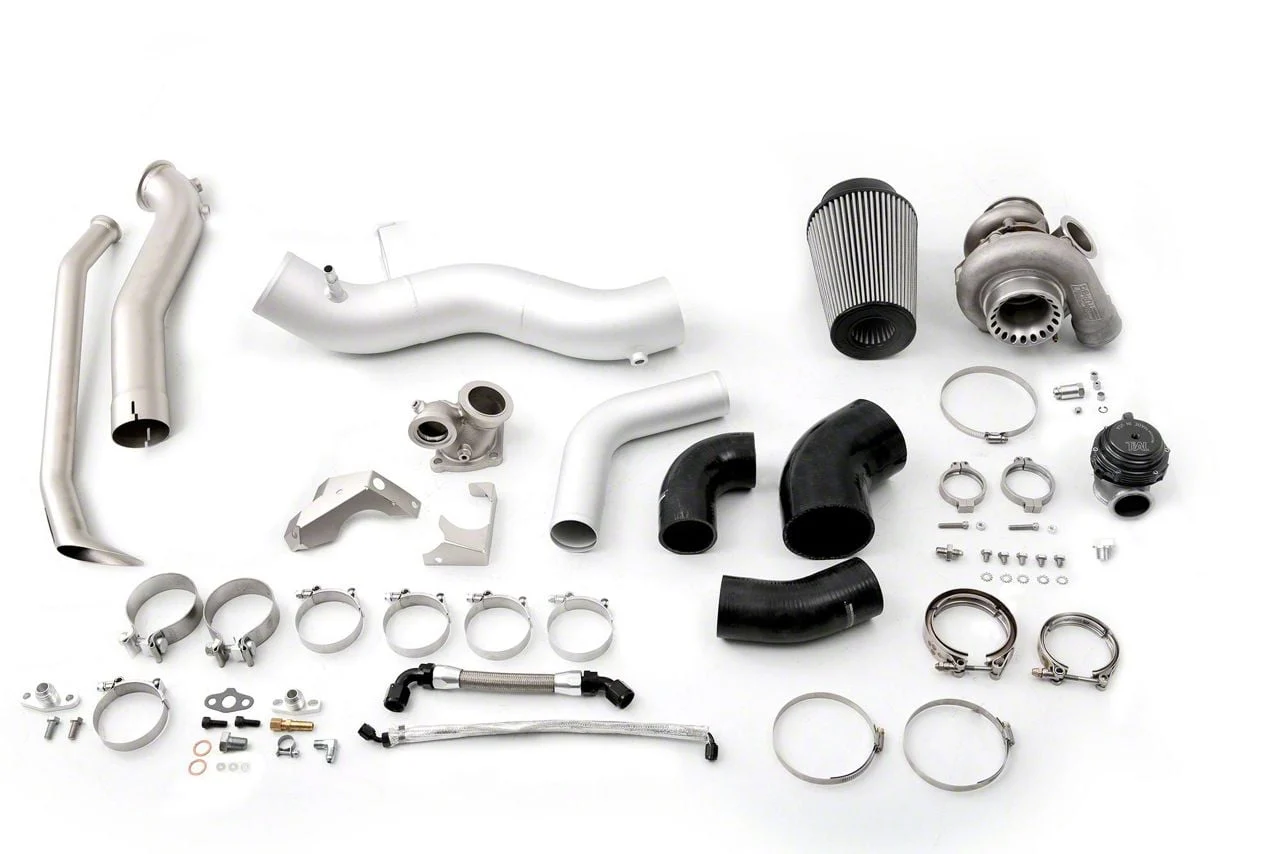 cp-e Atmosphere Turbo Bare Bones Kit with ReRoute Downpipe for BorgWarner Turbos (15-23 Mustang EcoBoost)