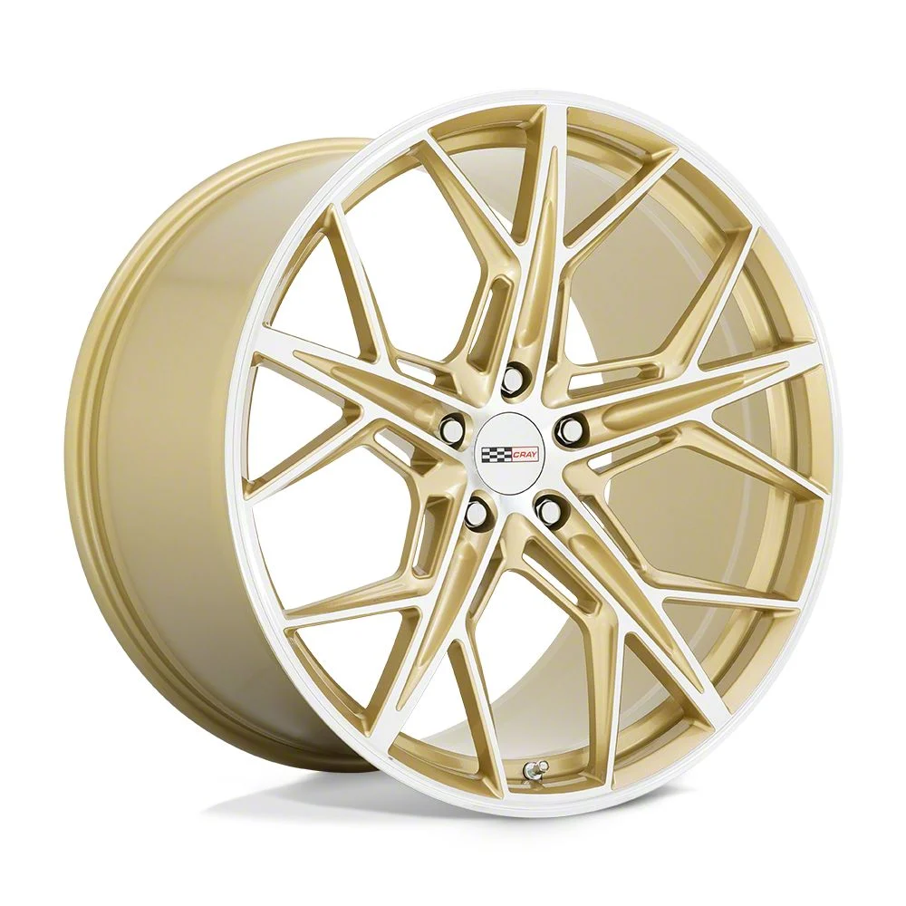 Cray Hammerhead Gloss Gold with Mirror Cut Face Wheel; Rear Only; 21x12; 52mm Offset (20-26 Corvette C8, Excluding Z06)