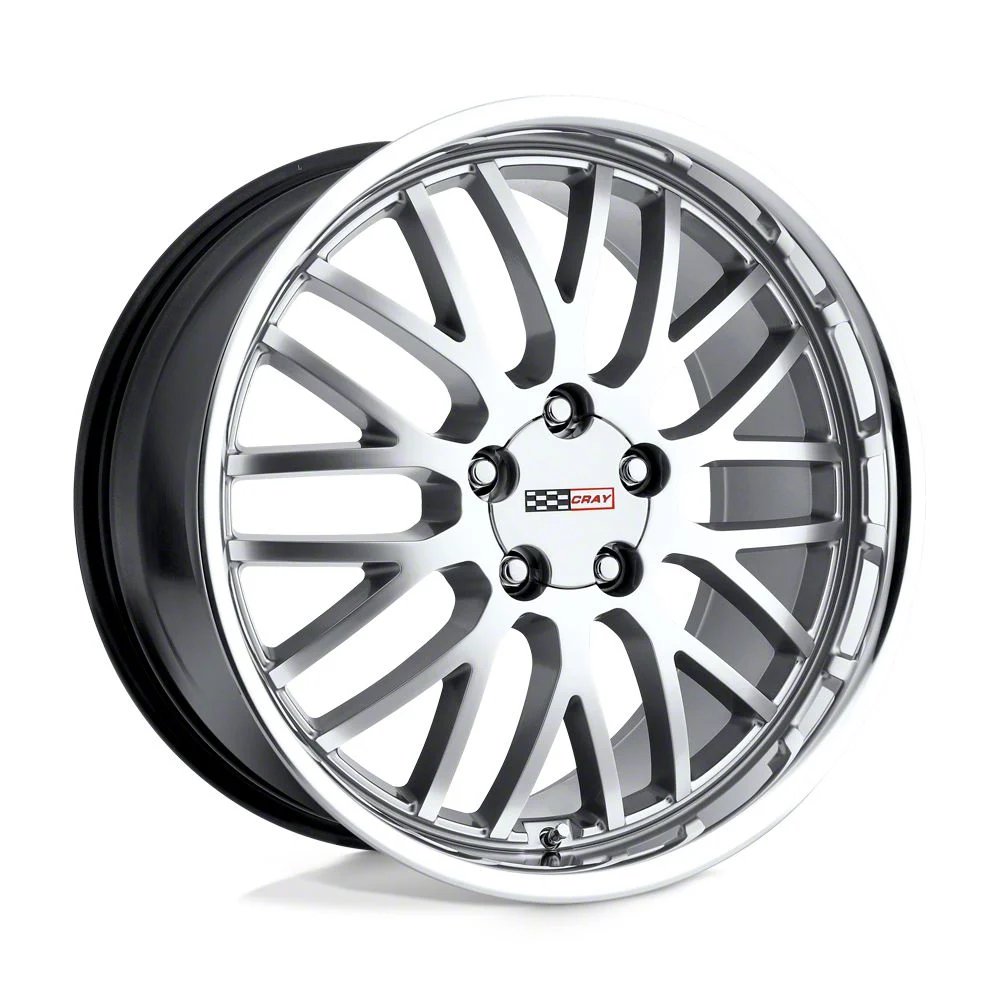 Cray Manta Hyper Silver with Mirror Cut Lip Wheel; 18x9; 50mm Offset (05-13 Corvette C6 Base)