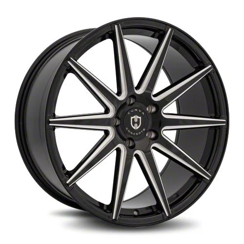 Curva Concepts C49 Gloss Black Milled Wheel; 22x9; 15mm Offset (06-10 RWD Charger)