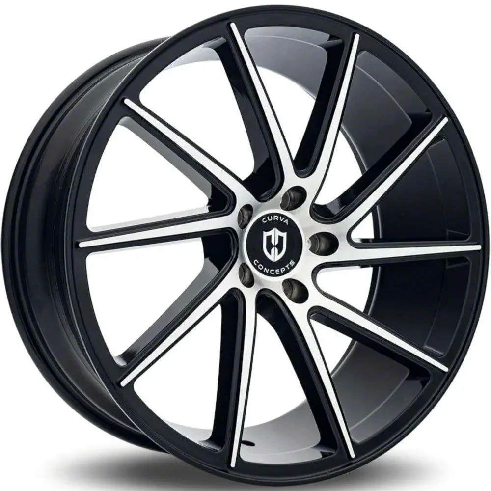 Curva Concepts C22 Gloss Black Machined Wheel; 20x8.5; 35mm Offset (16-24 Camaro)