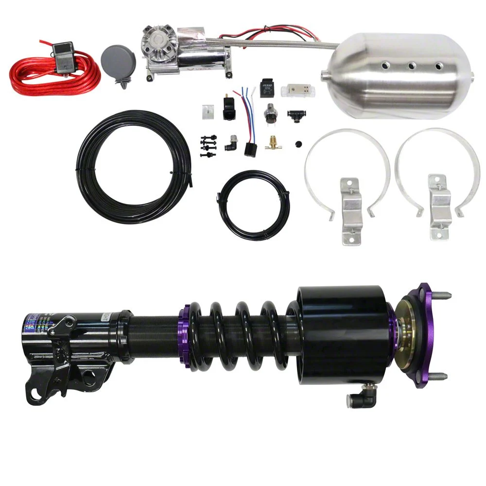 D2 Racing RS Series Coil-Over Kit with Front Air Cups and Silver Control System (05-14 Mustang)