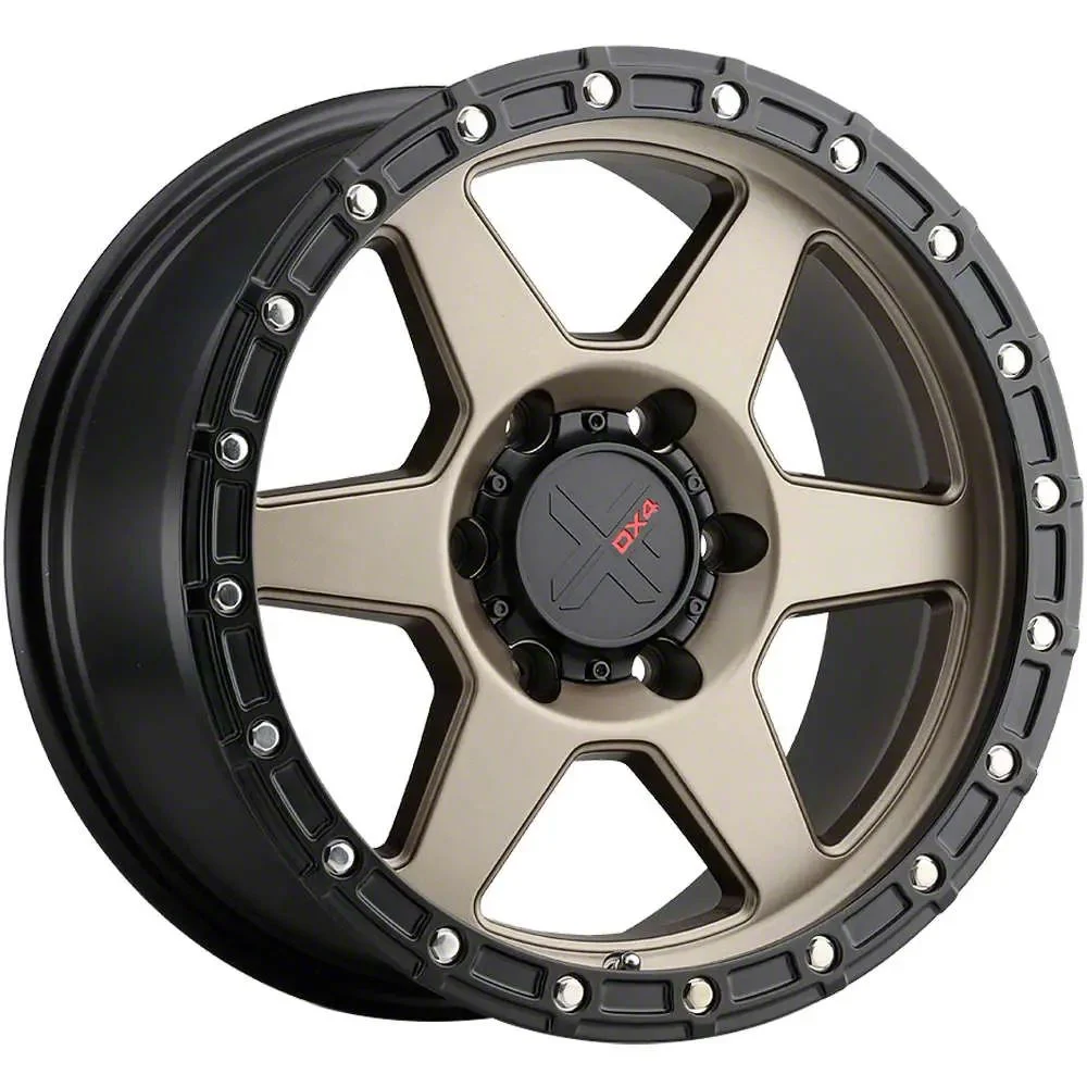 DX4 Wheels RECON Matte Bronze with Black Ring 6-Lug Wheel; 17x8.5; 10mm Offset (19-23 Ranger)