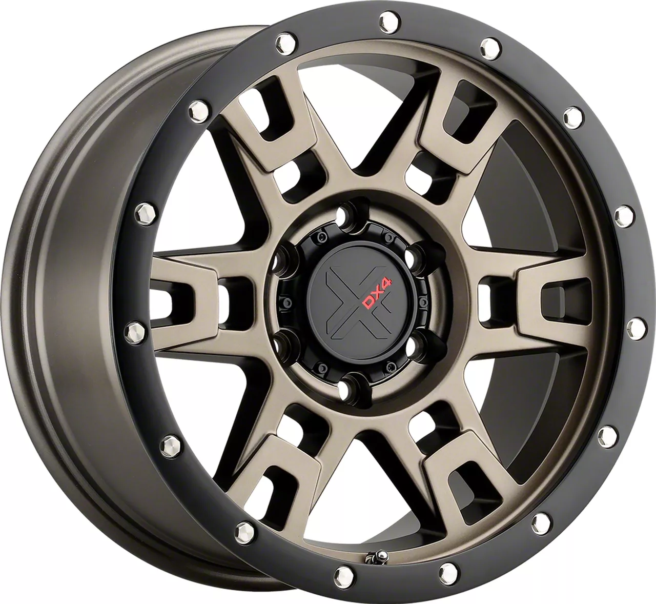 DX4 Wheels TERRAIN Matte Bronze with Black Ring 6-Lug Wheel; 18x9; 12mm Offset (19-23 Ranger)