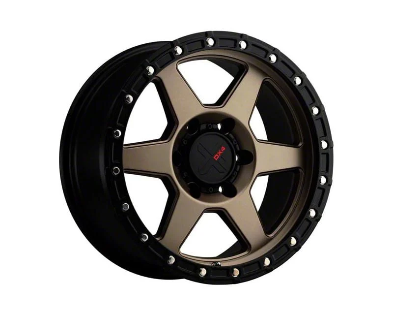 DX4 Wheels RECON Matte Bronze with Black Ring 6-Lug Wheel; 17x8.5; -6mm Offset (15-20 Tahoe)