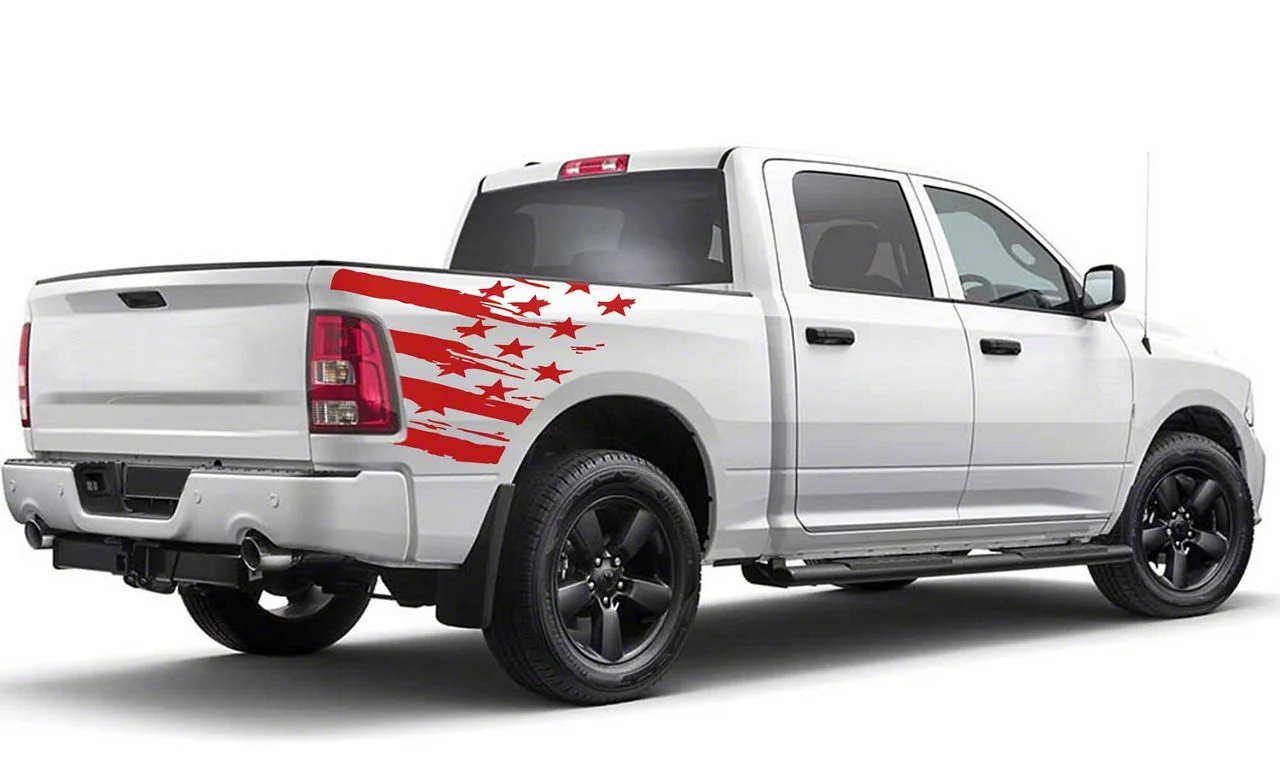 Distressed US Flag Bed Decal; Red (04-26 F-150)