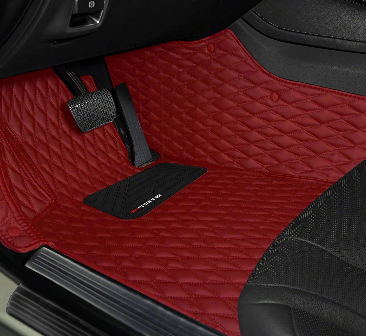 Single Layer Diamond Front and Rear Floor Mats; Full Red (05-14 Mustang)