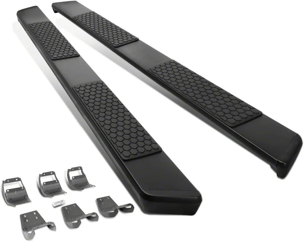 5-Inch Wide Flat Running Boards; Black (17-26 F-250 Super Duty SuperCab)