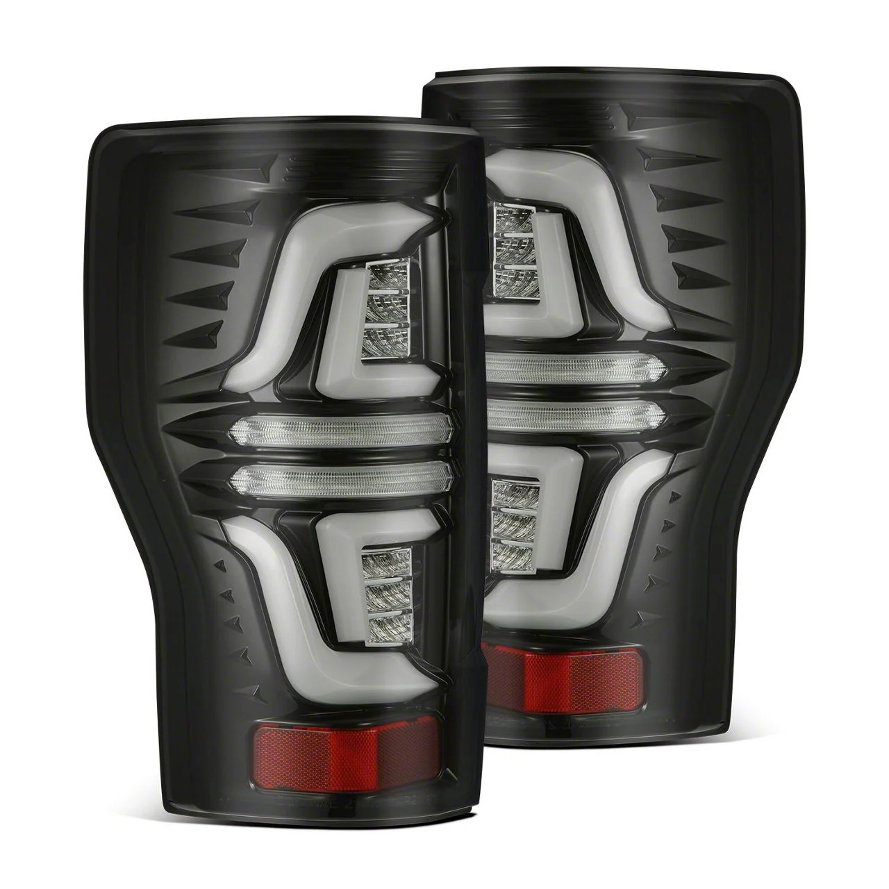 AlphaRex PRO-Series LED Tail Lights; Jet Black Housing; Smoked Lens (17-19 F-350 Super Duty w/o BLIS)