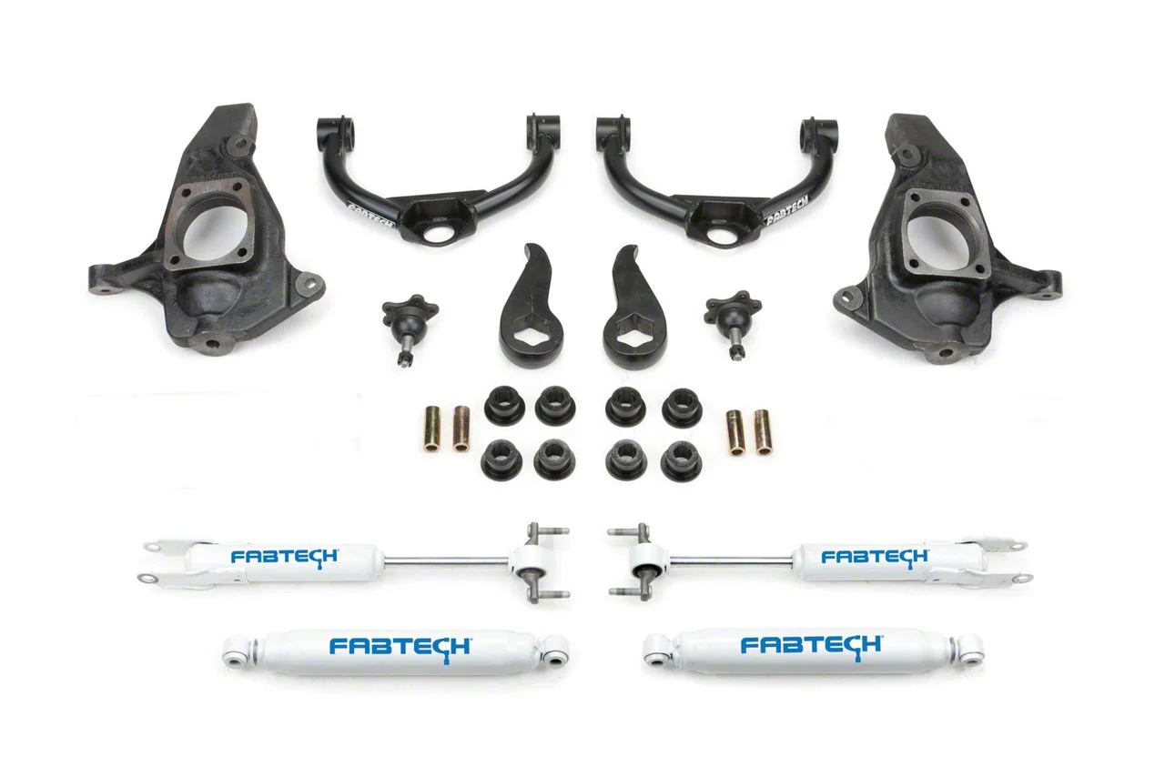 Fabtech 3.50-Inch Ball Joint Upper Control Arm Suspension Lift Kit with Performance Shocks (11-19 Sierra 3500 HD Double Cab, Crew Cab)