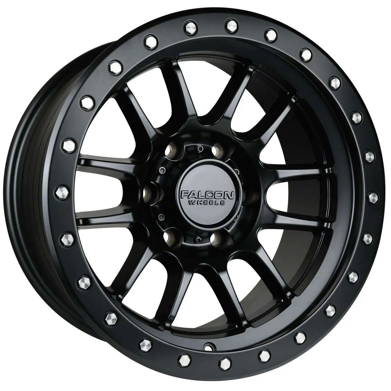 Falcon Wheels T7 Series Matte Black with Matte Black Ring 6-Lug Wheel; 17x9; 0mm Offset (14-18 Sierra 1500)