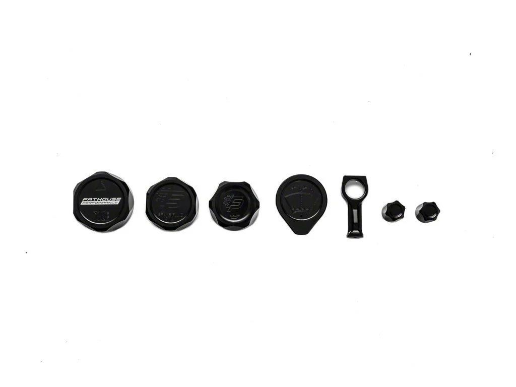 Fathouse Performance Billet Cap Kit; Black (18-26 Mustang, Excluding GT350 & GT500)