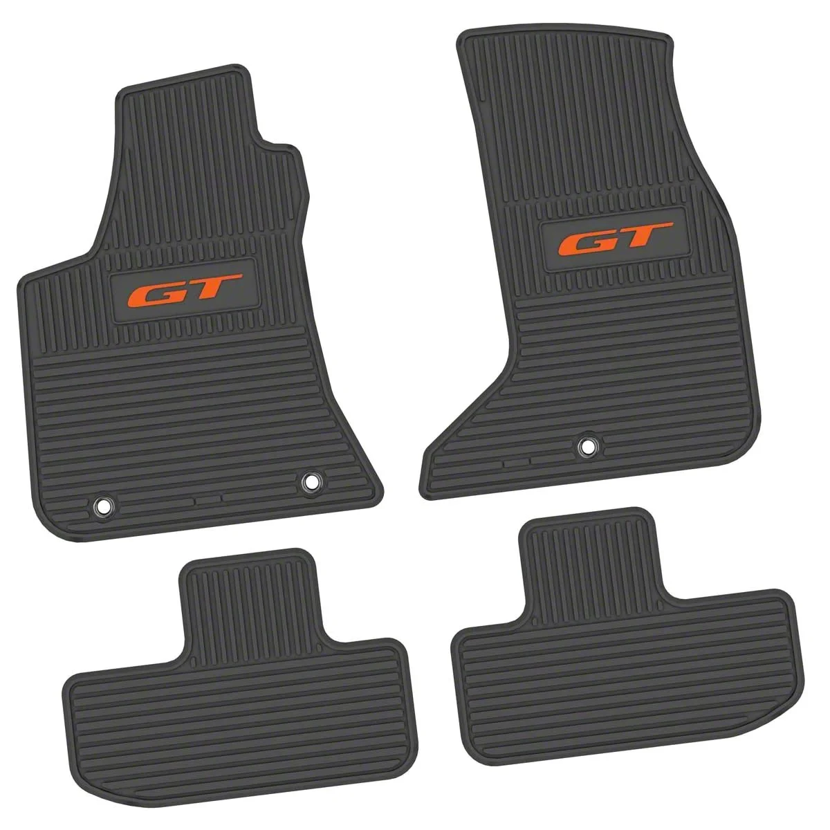 Factory Floorpan Fit Custom Vintage Scene Front and Rear Floor Mats with Orange GT Insert; Black (17-23 AWD Challenger)