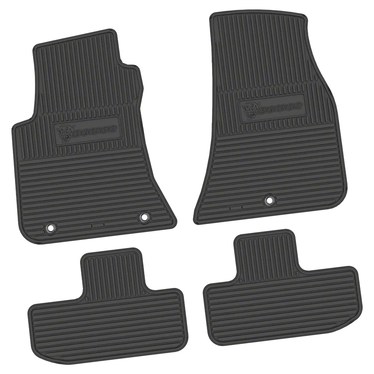 Factory Floorpan Fit Custom Vintage Scene Front and Rear Floor Mats with Demon Insert; Black (11-23 RWD Challenger)