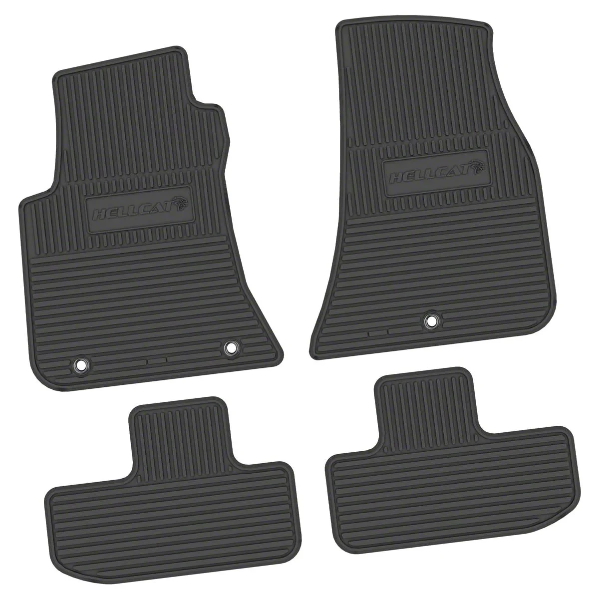 Factory Floorpan Fit Custom Vintage Scene Front and Rear Floor Mats with Hellcat Insert; Black (11-23 RWD Challenger)