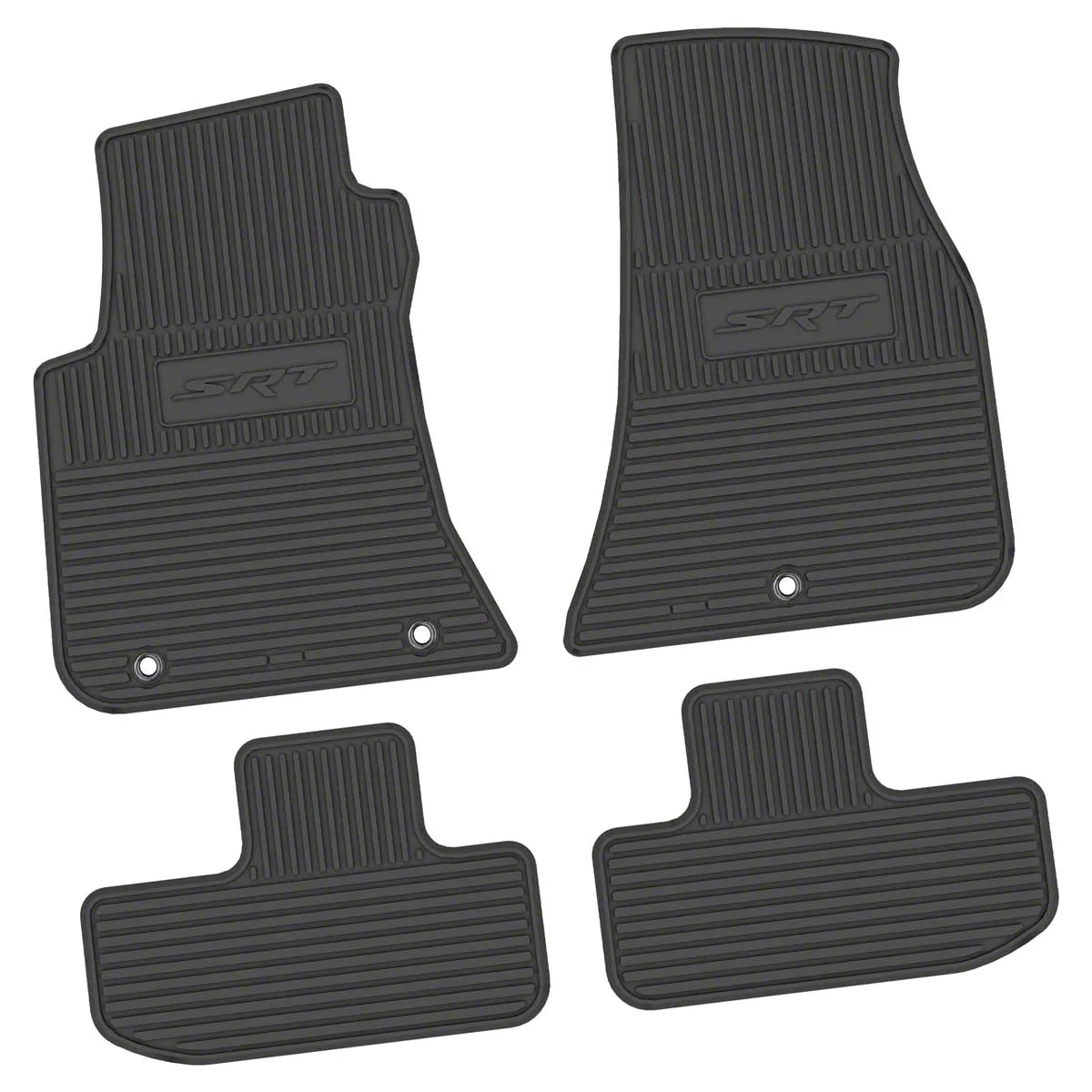 Factory Floorpan Fit Custom Vintage Scene Front and Rear Floor Mats with SRT Insert; Black (11-23 RWD Challenger)