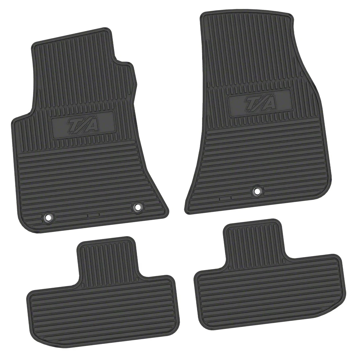 Factory Floorpan Fit Custom Vintage Scene Front and Rear Floor Mats with T/A Insert; Black (11-23 RWD Challenger)