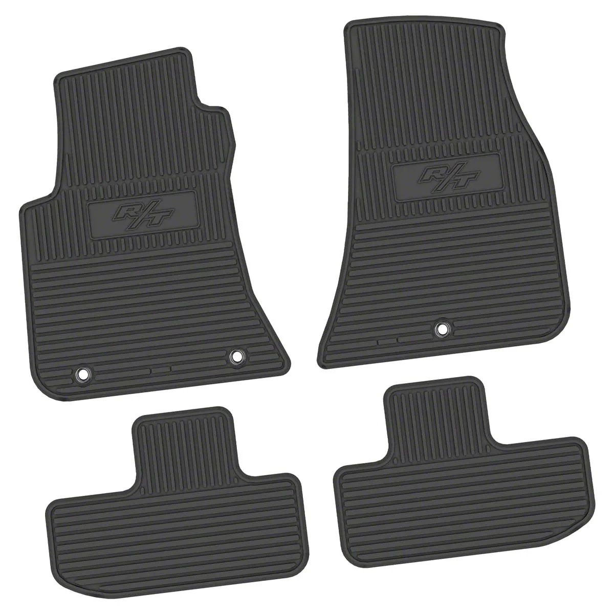 Factory Floorpan Fit Custom Vintage Scene Front and Rear Floor Mats with 2008 R/T Insert; Black (11-23 RWD Challenger)
