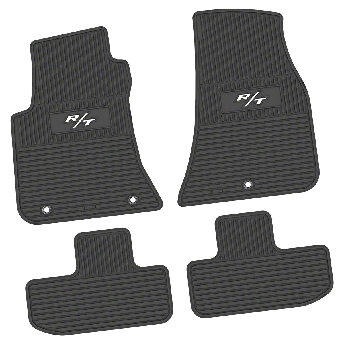 Factory Floorpan Fit Custom Vintage Scene Front and Rear Floor Mats with White 2008 R/T Insert; Black (11-23 RWD Challenger)