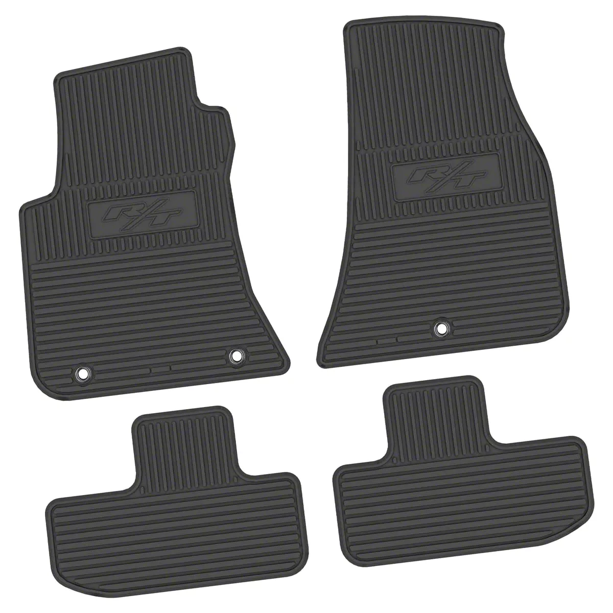Factory Floorpan Fit Custom Vintage Scene Front and Rear Floor Mats with 2015 R/T Insert; Black (11-23 RWD Challenger)