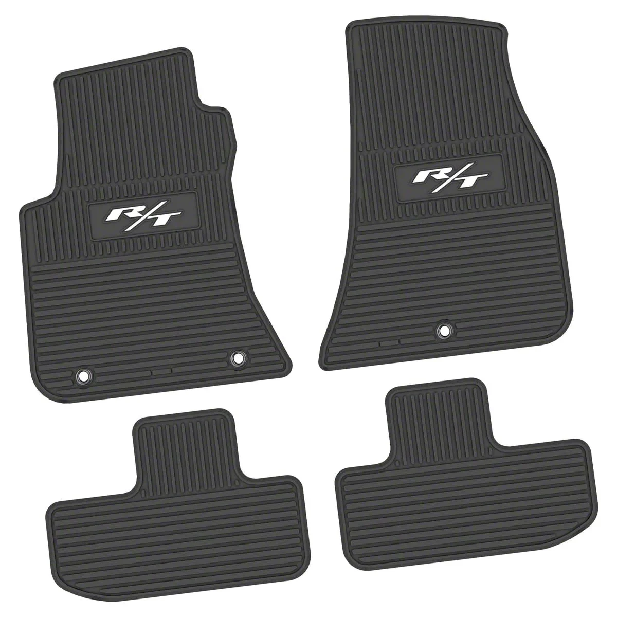 Factory Floorpan Fit Custom Vintage Scene Front and Rear Floor Mats with White 2015 R/T Insert; Black (11-23 RWD Challenger)