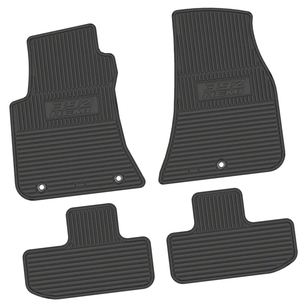 Factory Floorpan Fit Custom Vintage Scene Front and Rear Floor Mats with 392 HEMI Insert; Black (11-23 RWD Challenger)