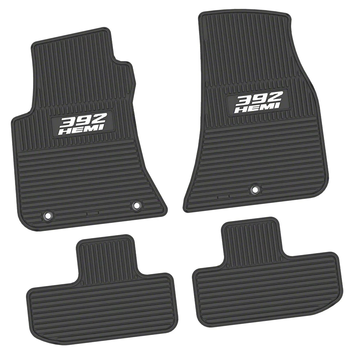 Factory Floorpan Fit Custom Vintage Scene Front and Rear Floor Mats with White 392 HEMI Insert; Black (11-23 RWD Challenger)