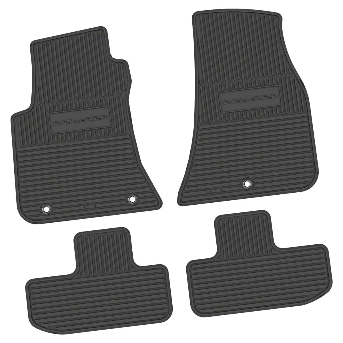 Factory Floorpan Fit Custom Vintage Scene Front and Rear Floor Mats with Challenger Insert; Black (11-23 RWD Challenger)