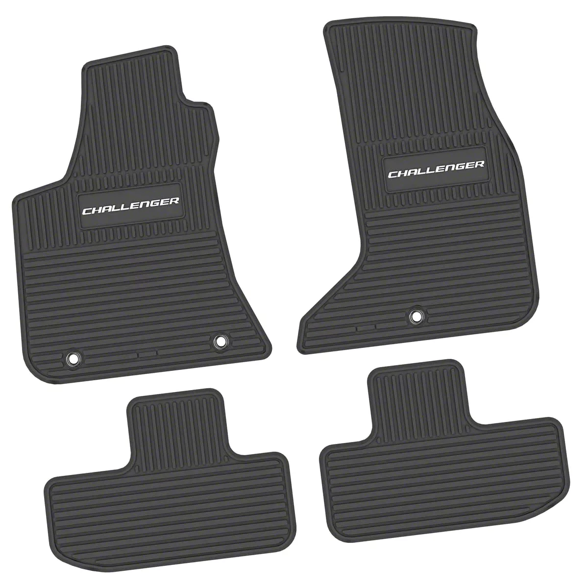 Factory Floorpan Fit Custom Vintage Scene Front and Rear Floor Mats with White Challenger Insert; Black (17-23 AWD Challenger)