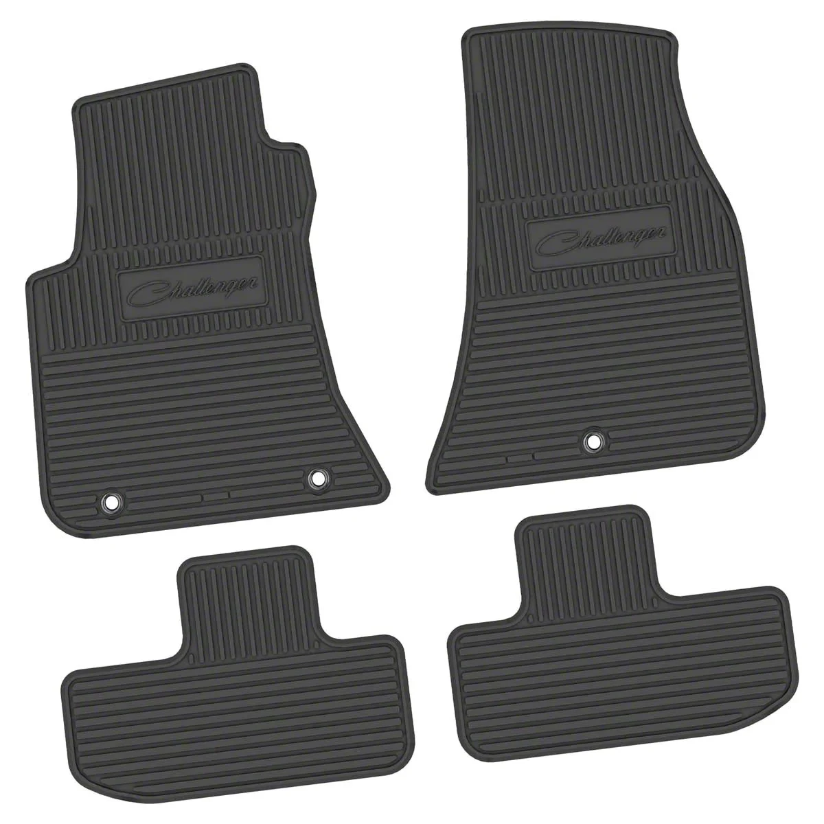 Factory Floorpan Fit Custom Vintage Scene Front and Rear Floor Mats with Challenger Script Insert; Black (11-23 RWD Challenger)