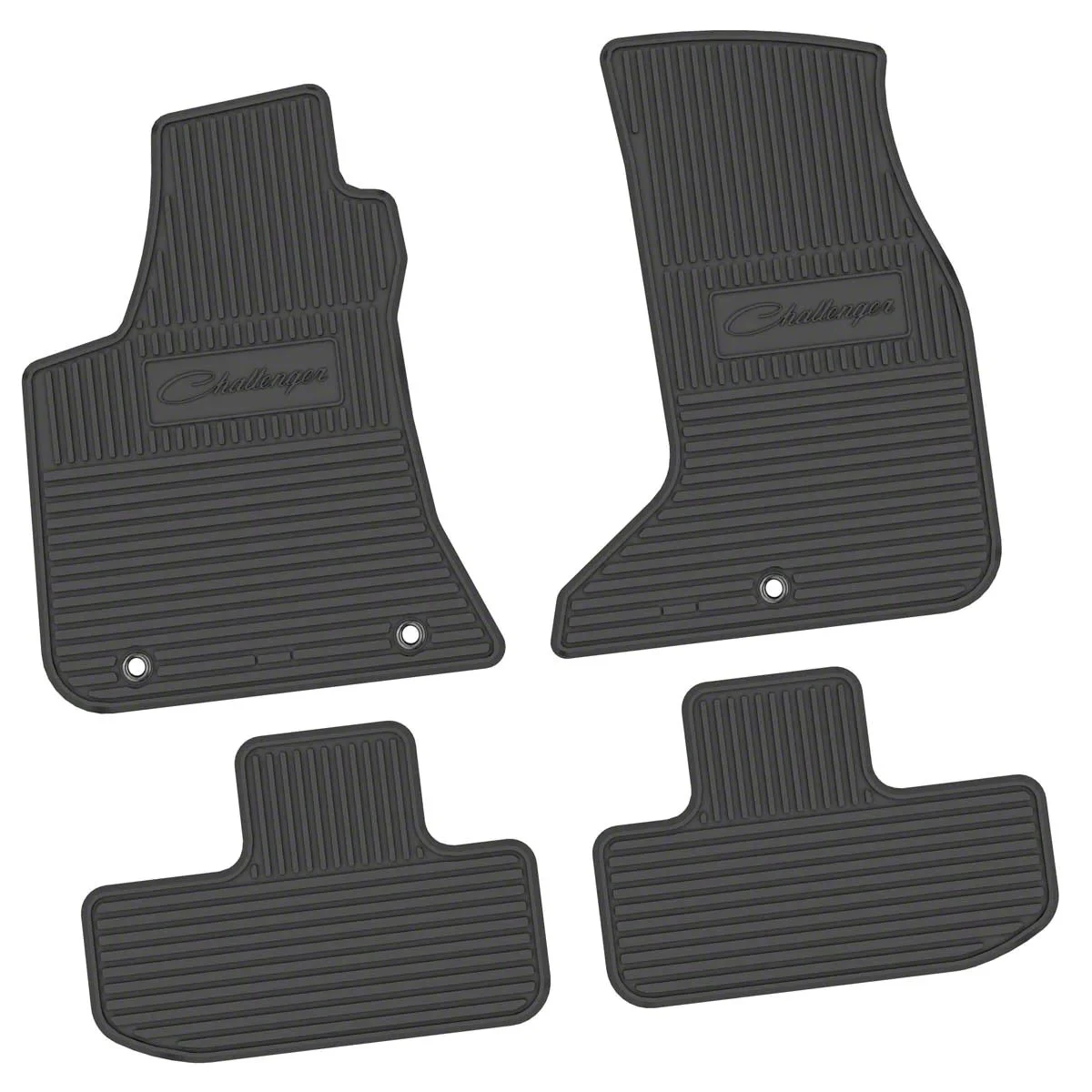 Factory Floorpan Fit Custom Vintage Scene Front and Rear Floor Mats with Challenger Script Insert; Black (17-23 AWD Challenger)