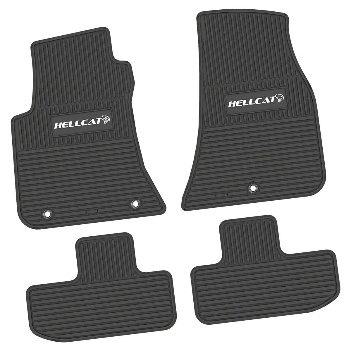 Factory Floorpan Fit Custom Vintage Scene Front and Rear Floor Mats with White Hellcat Insert; Black (11-23 RWD Challenger)