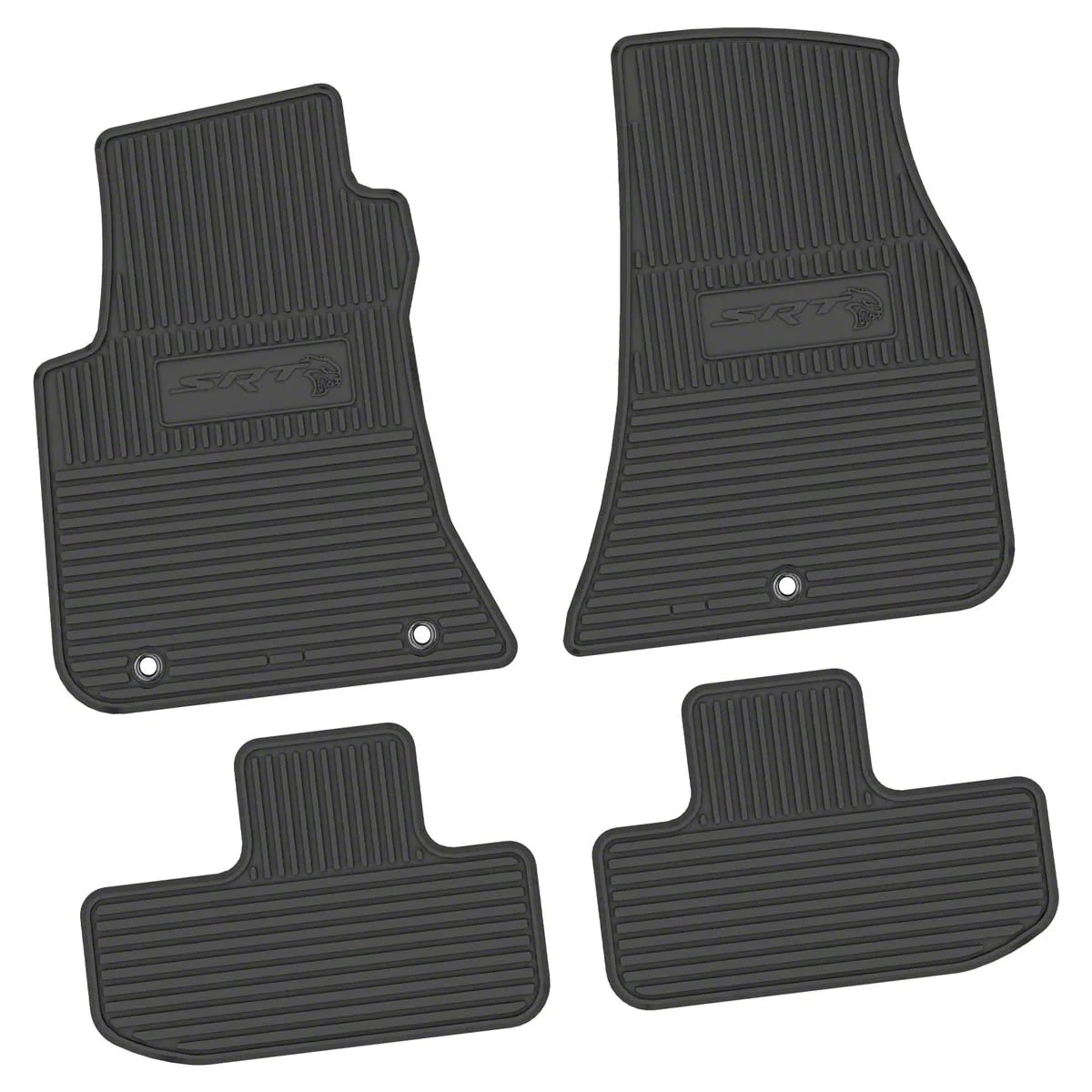 Factory Floorpan Fit Custom Vintage Scene Front and Rear Floor Mats with SRT Hellcat Insert; Black (11-23 RWD Challenger)