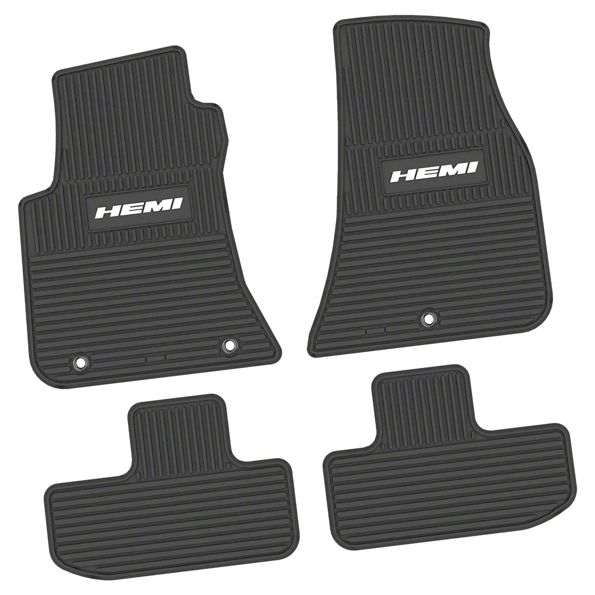 Factory Floorpan Fit Custom Vintage Scene Front and Rear Floor Mats with White HEMI Insert; Black (11-23 RWD Challenger)