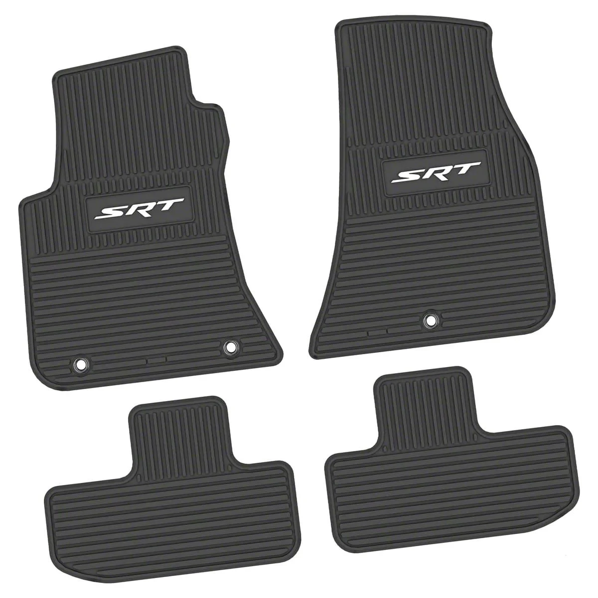 Factory Floorpan Fit Custom Vintage Scene Front and Rear Floor Mats with White SRT Insert; Black (11-23 RWD Challenger)