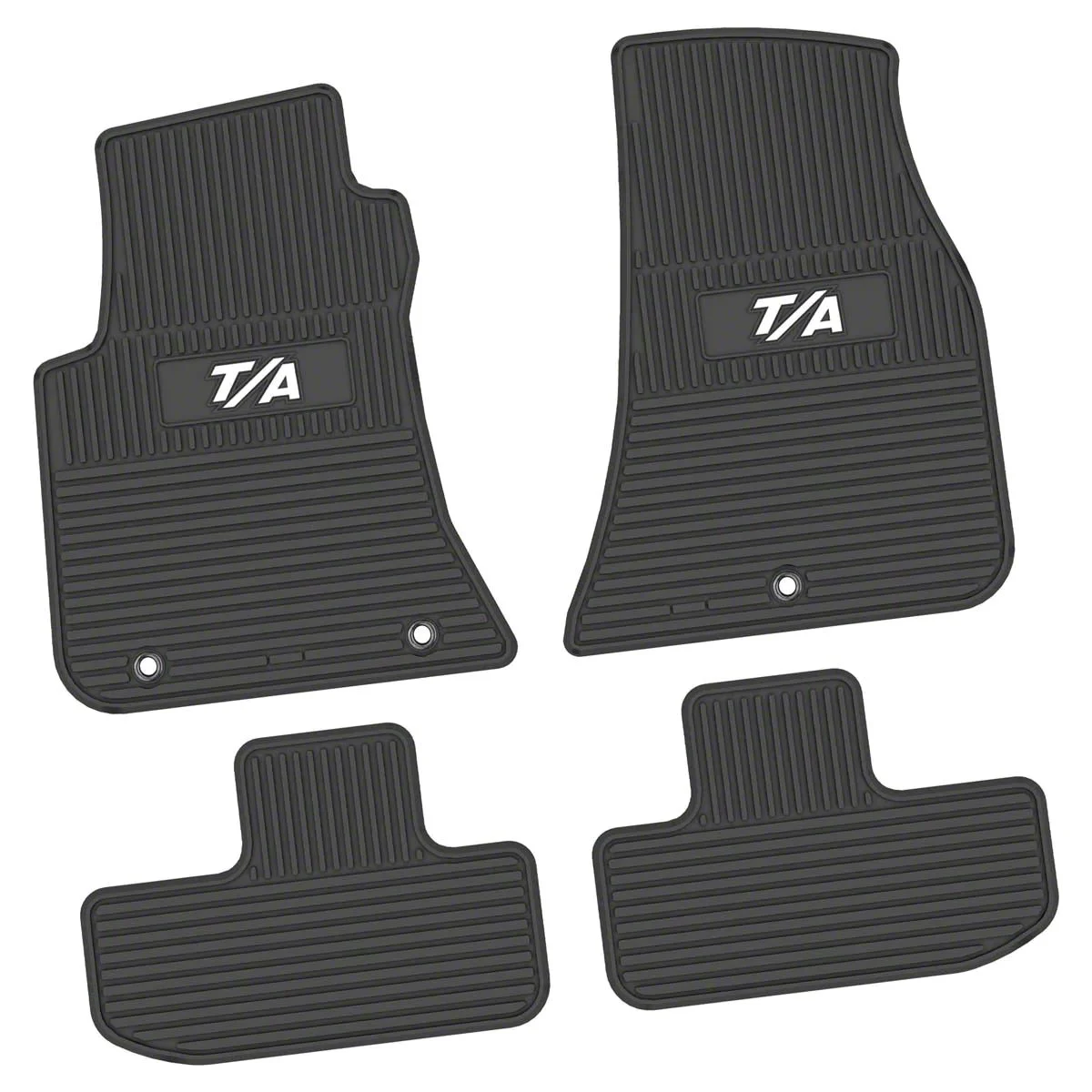 Factory Floorpan Fit Custom Vintage Scene Front and Rear Floor Mats with White T/A Insert; Black (11-23 RWD Challenger)