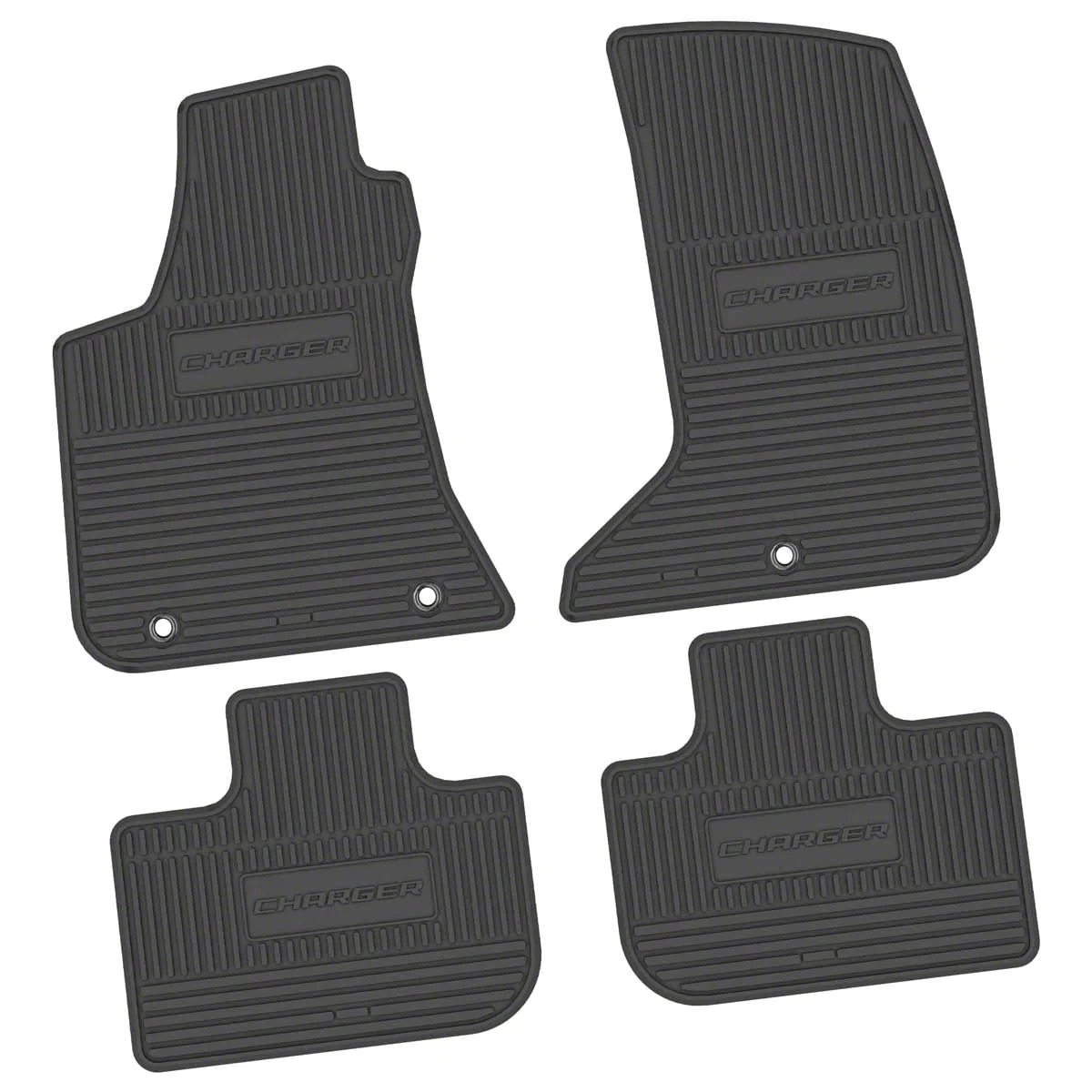 Factory Floorpan Fit Custom Vintage Scene Front and Rear Floor Mats with Charger Insert; Black (11-23 AWD Charger)