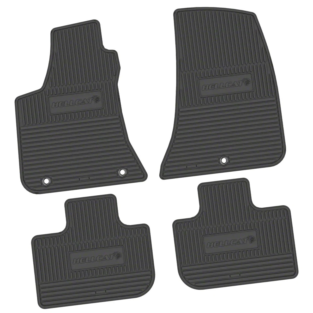 Factory Floorpan Fit Custom Vintage Scene Front and Rear Floor Mats with Hellcat Insert; Black (11-23 RWD Charger)