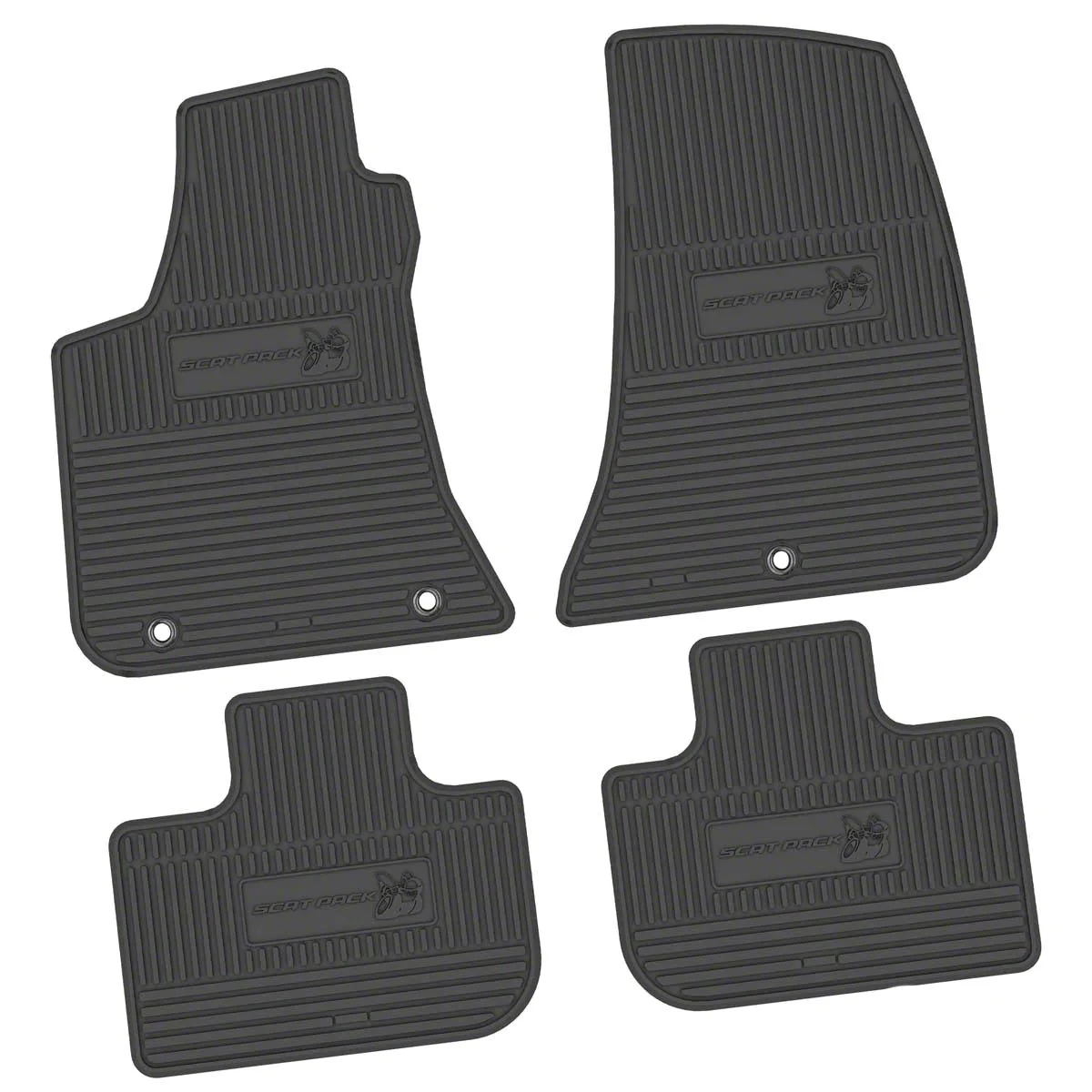 Factory Floorpan Fit Custom Vintage Scene Front and Rear Floor Mats with Scat Pack Insert; Black (11-23 RWD Charger)