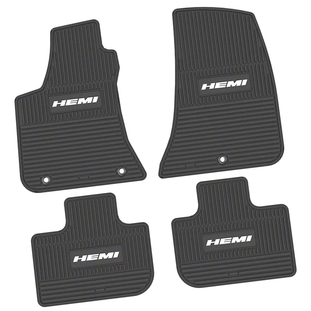 Factory Floorpan Fit Custom Vintage Scene Front and Rear Floor Mats with White HEMI Insert; Black (11-23 RWD Charger)