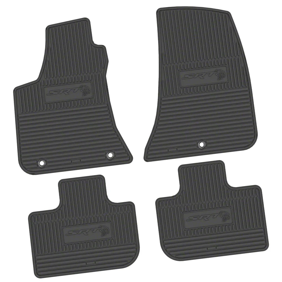 Factory Floorpan Fit Custom Vintage Scene Front and Rear Floor Mats with SRT Hellcat Insert; Black (11-23 RWD Charger)