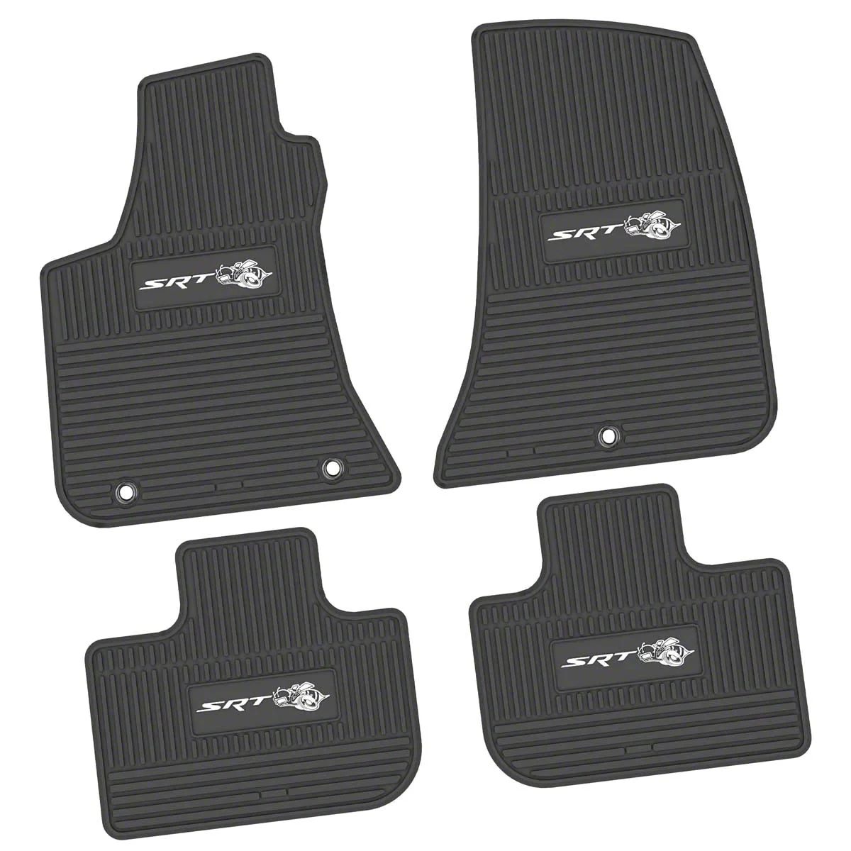 Factory Floorpan Fit Custom Vintage Scene Front and Rear Floor Mats with White SRT Superbee Insert; Black (11-23 RWD Charger)