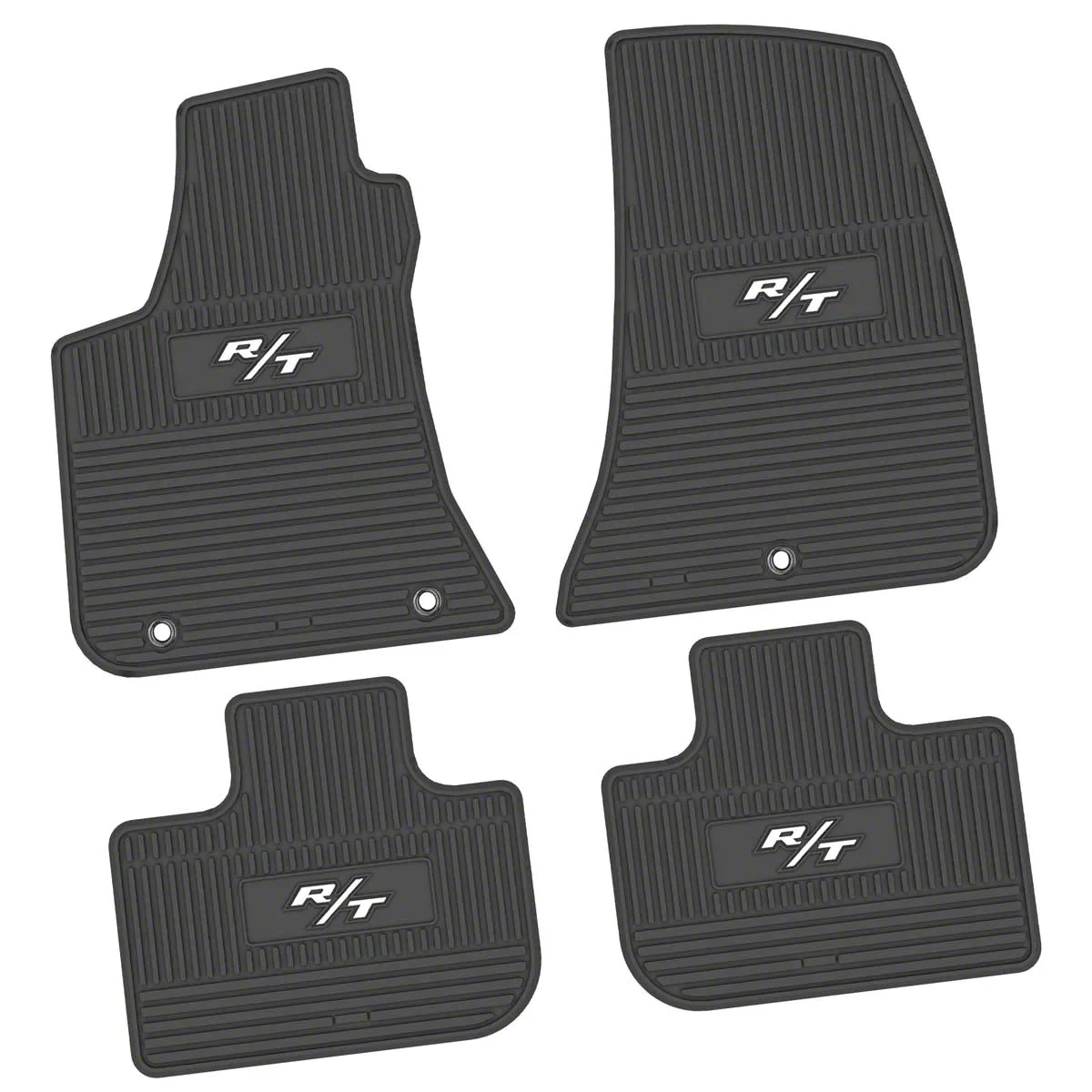 Factory Floorpan Fit Custom Vintage Scene Front and Rear Floor Mats with White 2008 R/T Insert; Black (11-23 RWD Charger)