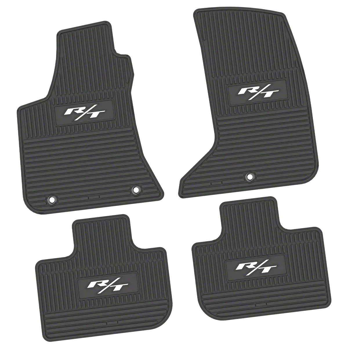 Factory Floorpan Fit Custom Vintage Scene Front and Rear Floor Mats with White 2015 R/T Insert; Black (11-23 AWD Charger)