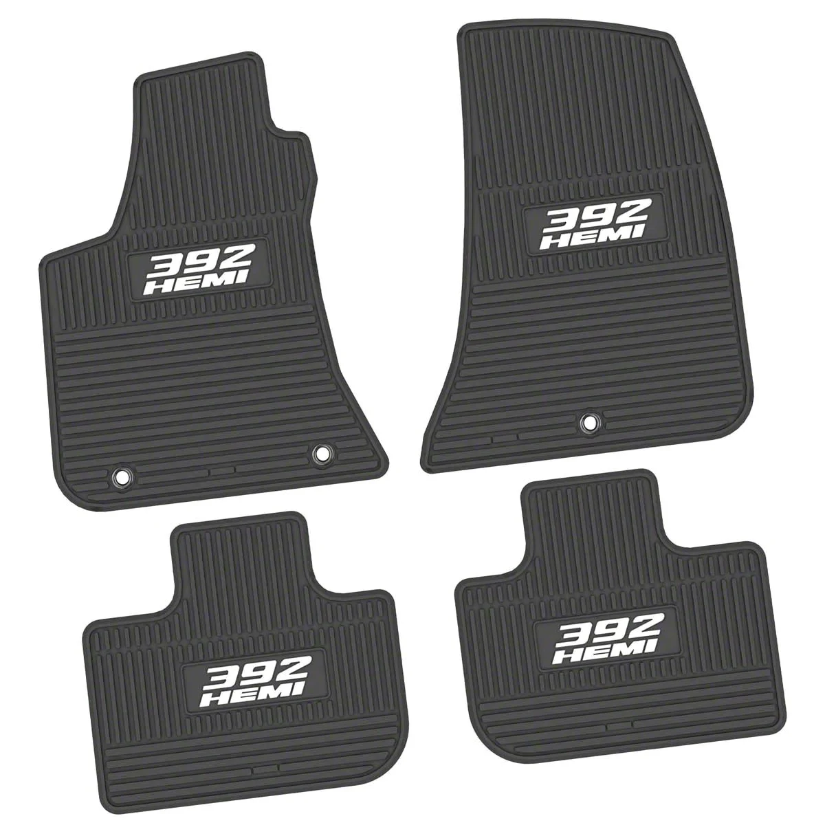 Factory Floorpan Fit Custom Vintage Scene Front and Rear Floor Mats with White 392 HEMI Insert; Black (11-23 RWD Charger)