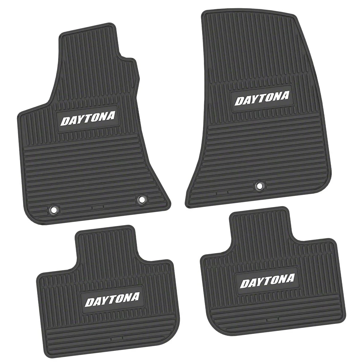 Factory Floorpan Fit Custom Vintage Scene Front and Rear Floor Mats with White Daytona Insert; Black (11-23 RWD Charger)