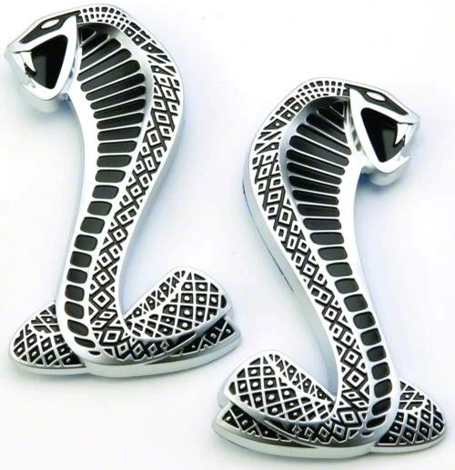 Ford Performance Cobra Snake Fender Emblems; Chrome (07-14 Mustang GT500)