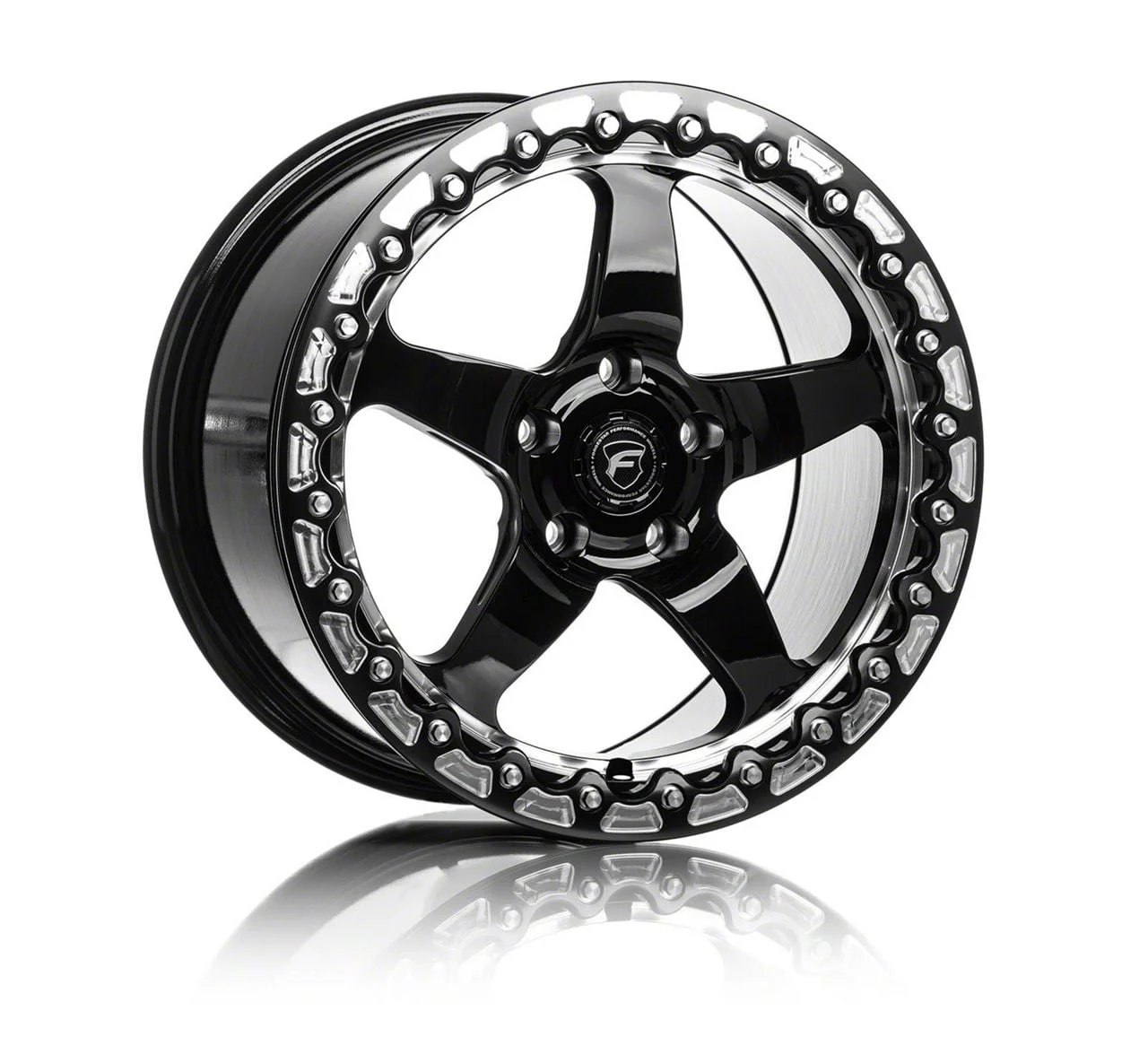 Forgestar D5 Beadlock Gloss Black Machined Wheel; Rear Only; 18x11; 12mm Offset (06-10 RWD Charger)